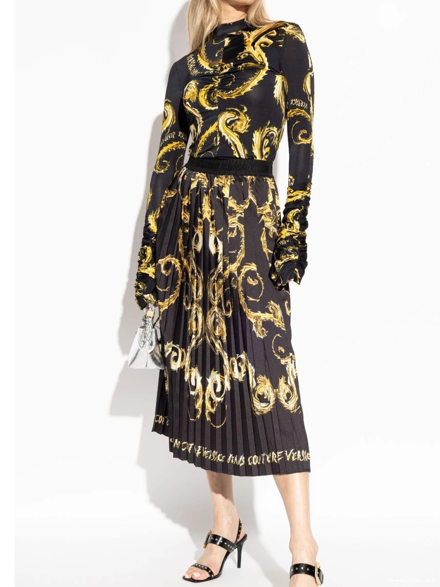 Affordable Chromo Women Jeans skirt Versace pleated midi Couture Couture 0325